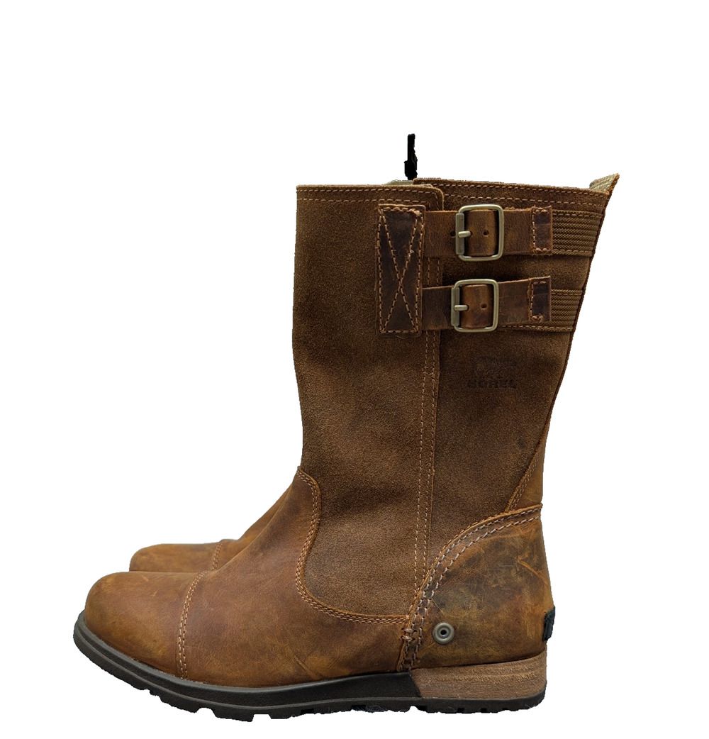 Sorel Major Pull On Boot Women 8 Brown Suede Leather Outdoor Boho Buckle Classic